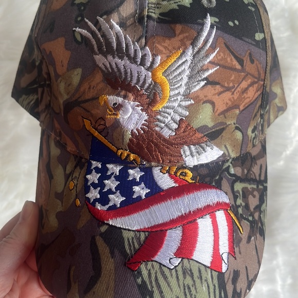 American flag and eagle camouflage baseball hat cap - Picture 8 of 13